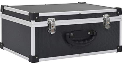 vidaXL CD Case - Robust Storage Box Holder for 60 CDs, Wooden Structure Overlaid with ABS & Aluminium Trimming, Black Design, Lockable