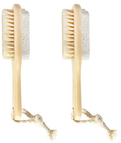 Milisten Bimsstein mit Holzgriff, Pediküre, Schwielen, Entferner für Körper, Haut, Füße, Ellenbogen, Sauna, 2 Stück