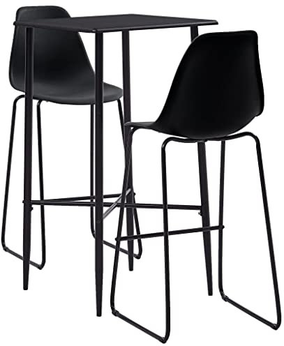 vidaXL Ensemble de Bar 3 pcs Mobilier de Bistrot Table et Chaises de Pub Meubles de Comptoir Restaurant Cuisine Maison Jardin Plastique Noir