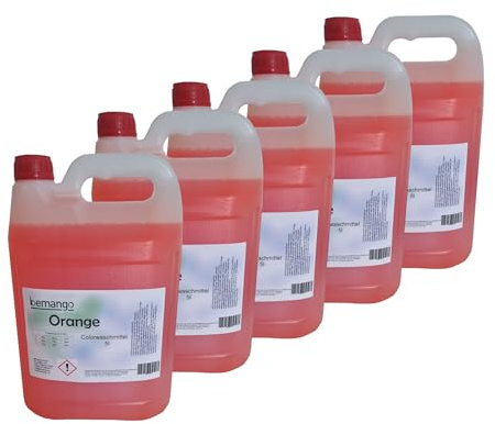 Bemango Colorwaschmittel Flüssig Orange, 5x5L Vorratspack 25 Liter | Farberhaltend für Bunte Wäsche, Phosphatfrei, Fruchtiger Duft, Anwendbar bei 30°C bis 95°C