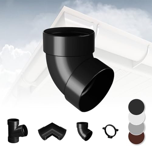 RAINWAY S Regenrinnen System (Rohrbogen 67° zweifach anthrazit) - PVC-U Kunststoff in 4 Farben, für Dachflächen < 100m² empfohlen, Eckstück Bogen 67 Grad