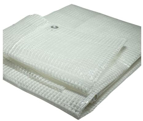 Telo Telone Multiuso Occhiellato Bianco Trasparente Retinato Con Occhielli 140 gr/mq per Esterno Resistente UV Impermeabile per Rimessaggi Tende Balconi Coperture (6x3 mt)