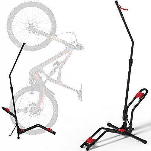 Soporte Bicicletas suelo Aparcamiento vertical. Almacenamiento vertical u horizontal. Ahorra espacio sin dañar la pared, fácil instalación, para bicicletas de montaña y carretera (3 puntos de apoyo)