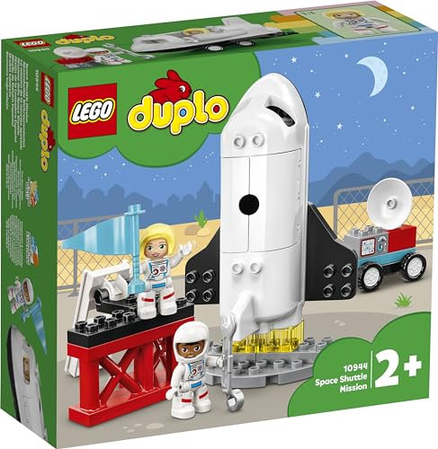 LEGO 10944 DUPLO Spaceshuttle Weltraummission, Spielzeug-Rakete mit Steine für Kleinkinder ab 2 Jahre, mit Astronauten-Figuren