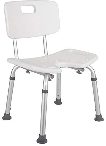 RTY-BY Duschhocker 150kg, Badesitz Erwachsene mit lehne, Duschbank Badehocker Sitz-Bank Badewannensitz for Senioren, Behinderte, einstellbare Höhe Non-Slip-Design, Weiss
