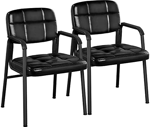 Yaheetech Dining Chairs 2pcs Leather Kitchen Chairs Modern Stylish Dining Chair with Metal Legs, 2pcs