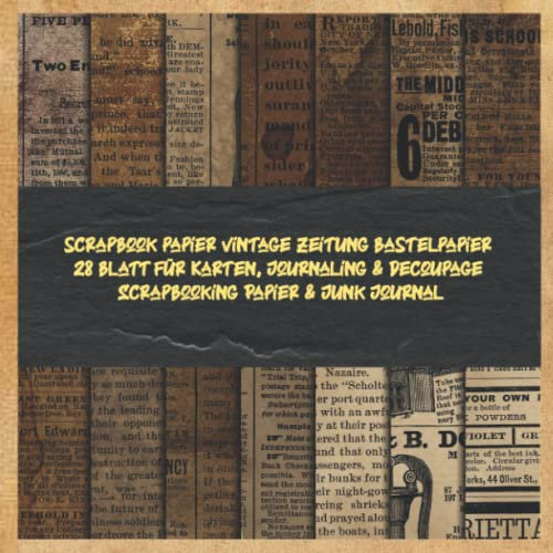 scrapbook papier vintage zeitung bastelpapier 28 blatt für Karten, Journaling & Decoupage Scrapbooking Papier & Junk Journal
