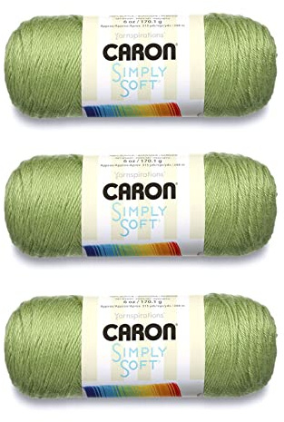 Caron Simply Soft Strick- und Häkelgarn, 3er-Pack, 170 g pro Stück, Acryl, mittlere Stärke 4 (Worsted), ca. 285 m, Grün (Pistachio)