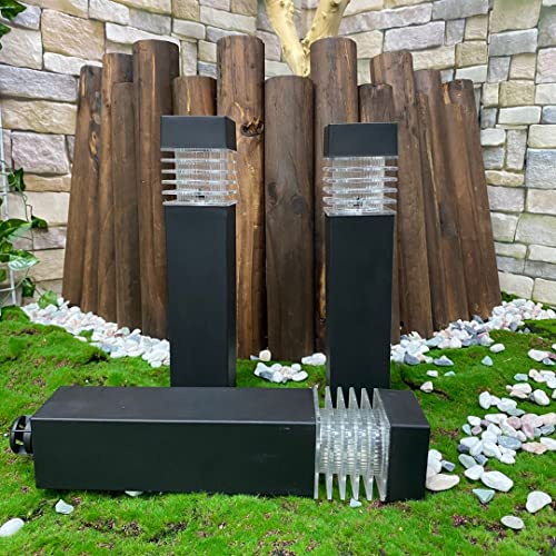 Modern White LED Lights Solar, 6 Pack Black Solar Pathway Lights, Outdoor Waterproof Solar Lights Garden, Decor Lamp, Landscape Path Lights for, Yard, Patio, Driveway, Sidewalk.