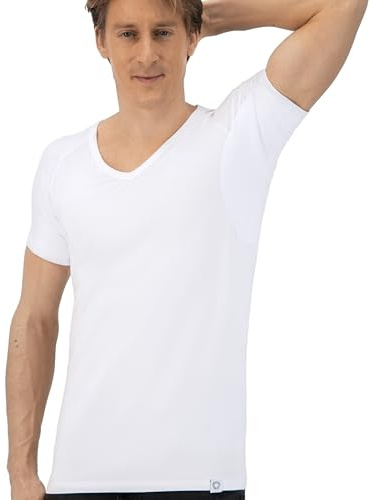 Fibershirts® Anti Svett Shirt - T-shirt mot svettfläckar - Anti Sweat Undershirt - With ArmPads PRO & Silver Treatment - Herr - V-hals