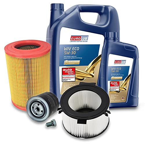 BESTPRICE Inspektionspaket Filterset mit 1x Ölfilter; 1x Luftfilter; 1x Innenraumfilter (Aktivkohle); 1x Ölablassschraube; 1x Motoröl 5W-30 WIV ECO SAE 6 l, KOMPATIBEL MIT - VW TRANSPORTER T4