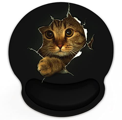 Audimi Tapis de souris en forme de chat avec repose-poignets Tapis de souris avec base en caoutchouc antidérapante pour ordinateur portable, PC de bureau, travail, jeux (chat)
