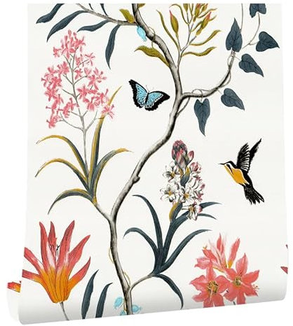 myforHD Tapete Selbstklebende Fototapete Wandpapier Blume Folie Dekorfolie Möbelfolie Klebefolie Pflanzen Laub Blumen Design 44cmX300cm Vintage Wanddeko Wandtapete Wohnzimmer Schlafzimmer