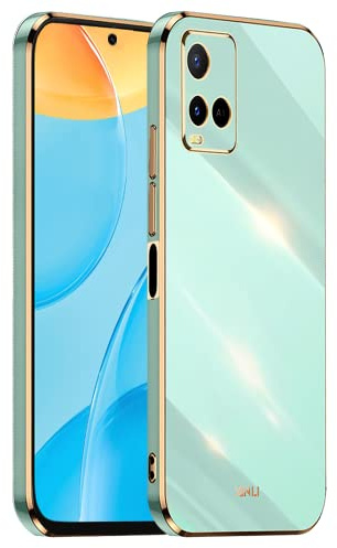 HONLEN Hülle für vivo Y21 / vivo Y21s / vivo Y33s 4G (6.51 Inches), Weiche Silikon-TPU-Hülle, Galvanisiertes Rahmendesign - Grün