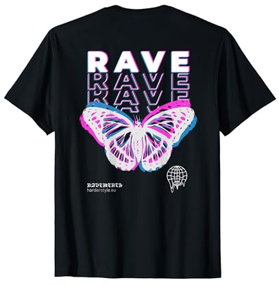 Back Print Rave Butterfly Techno Hardtechno Raving T-Shirt