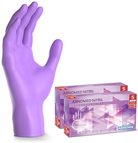 200x ARNOMED® Einweghandschuhe Lila, Nitril Handschuhe, Einmalhandschuhe S | Nitrilhandschuhe Einweg puderfrei, Gummihandschuhe Einweg, Schutzhandschuhe, Handschuhe Nitril in XS, S, M, L, XL