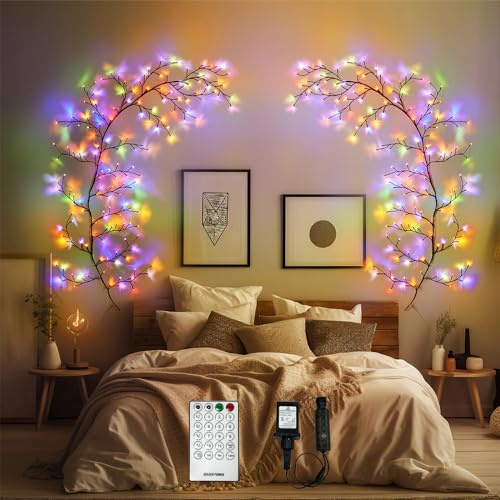 YCoisini - Luces de vid de sauce encantado para decoración del hogar, 160 LED, luz activada por voz (café)
