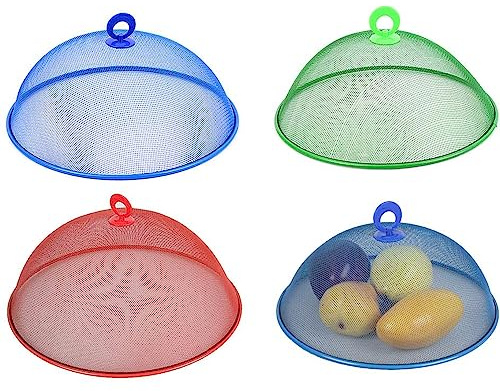Ianulus Netz-Abdeckung für Lebensmittel, 3 Stück Lebensmittelabdeckung Freien, Abdeckung für Lebensmittel, Food Netzabdeckung Mesh mit Griff, für Küche, Picknick (3 Farben)