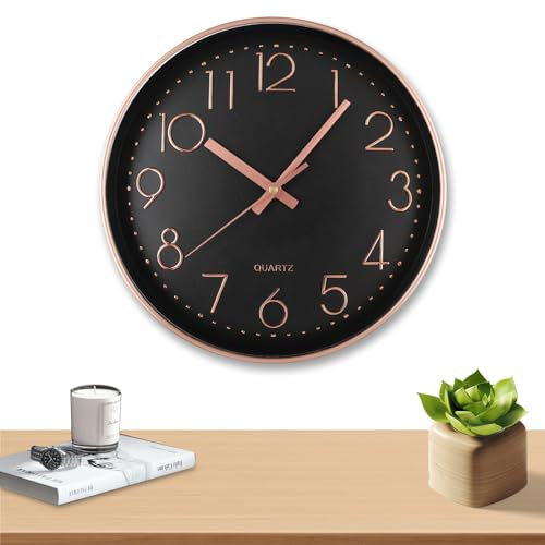 Mezzar Horloge Murale, 30CM Horloge Silencieuse, Gris Decoration Horloge Murale Design Moderne pour Salle de Bain, Cuisine, Bureau, Chambre, Design Minimaliste (Noir)