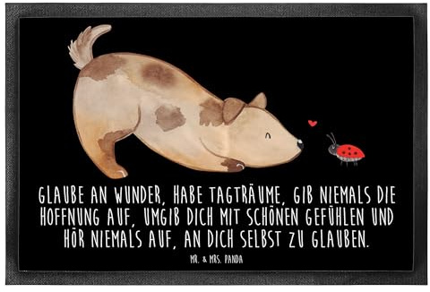 Mr. & Mrs. Panda 60 x 90 cm Fußmatte Hund Marienkäfer - Geschenk, Fussmatten online, Fußmatte waschbar, Sprüche, Hunderasse, Hundemama, Hundemotiv,
