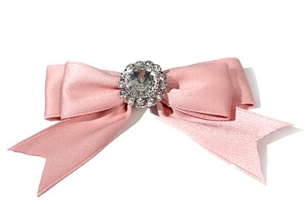 Schleifenbrosche mit Strass Fliege mit Brosche Perle Bogen Brosche Vintage Band Broschen Damen Vintage Broschennadeln Strass Elegante Broschennadeln Bekleidungs Damenmode Kleiderclip (Pink)