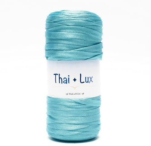Woolove Thai Lux - Fettuccia Piatta Extrabrillante per Borse all’Uncinetto e Accessori Fai da Te - 100% Poliestere - Ideale per Uncinetto 6.00/10.00 mm - Gomitolo da 250g (120m) - Celeste 41208