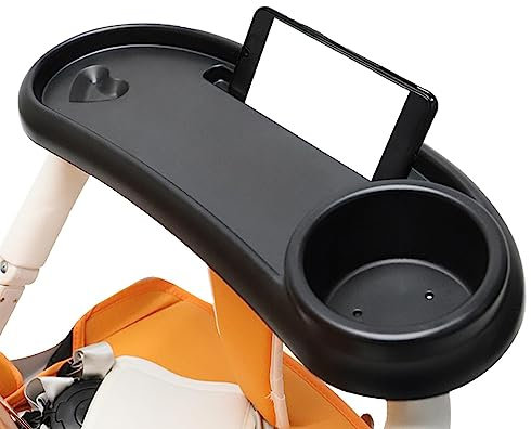 Kinderwagen Snacktablett, Universelles Kinderwagentablett, 360 Grad Drehbarer Abnehmbarer Getränkehalter, Snacktablett Für Kinderwagen, Einstellbarem Clip (Schwarz)