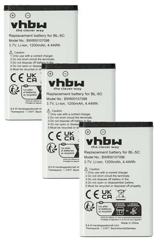 vhbw 3X Akku kompatibel mit Hyundai MB-D125 Dual SIM, MB-D125, Handy Smartphone Telefon (1200 mAh, 3,7 V, Li-Ion)