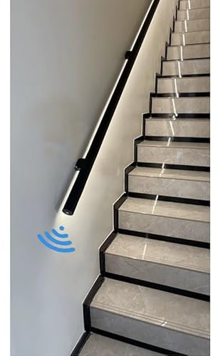 Corrimano A LED Con Sensore, In Alluminio Rotondo Corrimano Per Scale Luci Maniglione Per Scale, Corridoi, Corridoio Della Villa, Parete (Colore : nero, Taglia : 80cm)