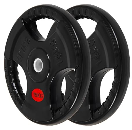 ALLinLIFE Discos Pesas, 2.5/5/7.5/10/15/20kg, Discos Mancuernas de Hierro Fundido Ø30/50mm, Antideslizante/Impermeable, Discos de Pesas Metálicas para Barras Olimpicos (Ø50mm-15kg*2)