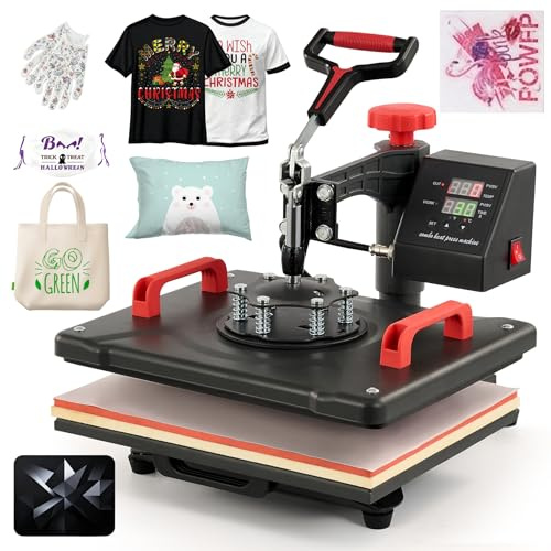 CREWORKS Pressa a Caldo 30 X 38CM Macchina per Sublimazione Digitale Rotazione a 360 Gradi Termopressa Professionale Pressa a Caldo per Magliette, Cappelli, Borse, Piatto, Tazza