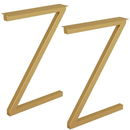 2 Stück Tischbein Metall, Tischbeine Möbelfuß, Robust Tischkufen Z-Form Für Couchtisch, Esstisch, Schreibtisch, Sitzbank, Mit Schrauben Und Anti-Rutsch-Füßen(Color:Gold,Size:30cm/12inx72cm/28.5in)