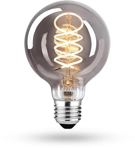 CROWN LED Vintage E27 Glühbirne - Edison Lampe Rauchgrau 2200K - Energieeffizient E-Klasse - Entspricht 45W - Retro Dimmbar aus Glas - 14.2x6.5 cm - Dekorative Nostalgie Innenbeleuchtung