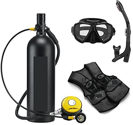 Mini bouteille de plongée, 2L Plongée Respirateur Équipement De Plongée Bouteille En Aluminium Bouteille De Gaz Adulte Natation Plongée En Apnée Tuba Manomètre Résiduel pour l'exploration sous-marine