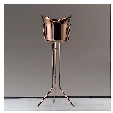 Champagne Bucket Ice Bucket with Stand Stainless Steel Floor Ice Bucket Wine Ice Bucket Bar Vertical Ice Wine Cooler for Indoor and Outdoor Beer, Drinks and Wine Cooler(Rose Gold)