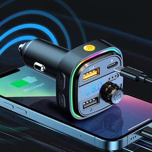 BOROCO Lettore MP3 Bluetooth per Auto Trasmettitore FM Porta di Ricarica USB Adattatore per Auto Bluetooth Multifunzionale Trasmettitore Radio per Tablet Telefono