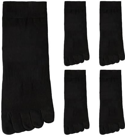 Daelesr 5 Pares Calcetines de Dedos, Calcetines Deporte Mujer 35-42, Calcetines de Yoga Antideslizante, Calcetines para Correr Transpirables (FR/ES, Números, 35, 42, Regular, Regular, 5 Negro)