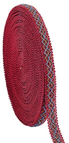 PH PandaHall 12m Galon Tressé en Polyester 15mm Ruban de Bordure à Franges en Polyester pour Tapisserie Costume Bricolage Fabrication de Bijoux Rideau Décoration de Costume Couleur Cerise