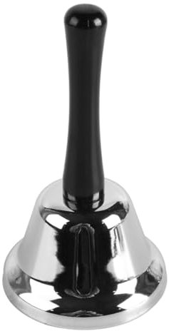 Sarini Handglocke Silber Metall Empfangsglocke Serviceglocke Lauter Ruf Handglocke Tischglocke Teeglocke Dinnerglocke für Tee Dinner und Schule