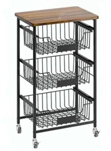 GOPLUS Carro de Verduras y Frutas de 4/5 Niveles, Estante de Cocina Rodante con Cestas de Malla Deslizantes, Carrito de Almacenamiento con Ruedas para Cocina, Sala de Estar, Comedor (4 Niveles)