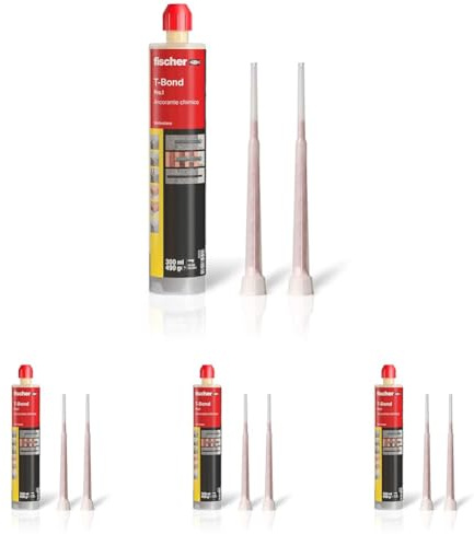 Fischer T-Bond Pro.1, Tassello Chimico in Resina Hybrid, Ancorante ad iniezione Bi-componente Ibrido per Calcestruzzo Fessurato e Muratura, 71778 Grigio (Confezione da 4)
