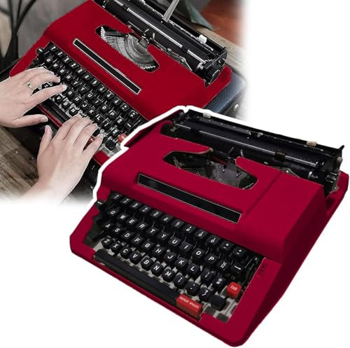 ERSINIAN Klassische manuelle Schreibmaschine (rot), kreative antike Schreibmaschine mit künstlerischem Vintage-Erscheinungsbild, ideal für Briefe, kreatives Schreiben, Basteln, freies Schreiben