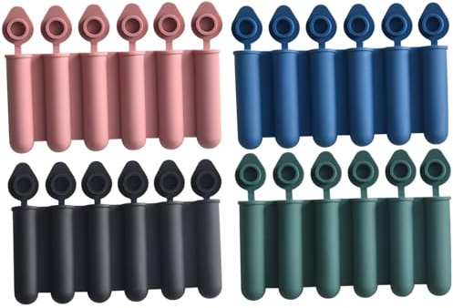 Wasserflasche Eisform, 4PCS 2, 4 Lange 6-Cavity-Silikon-Wasserflasche Eisstift mit Deckel, einfache Entmischung Eis Eis am Stiel