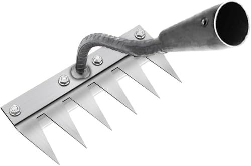5/6/7/8 Denti Rateau Di Diserbo,Rateau Di Diserbo Con Manica,Rastrello Da Giardino In Acciaio Al Carbonio,Rateau Bertaus per Diserbere/Allenamento/Seme (6 Denti)