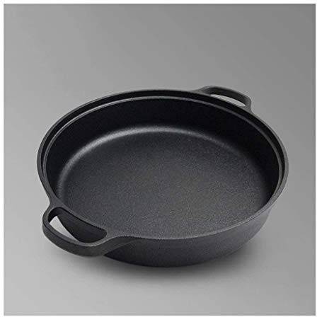 JYBNBBE Padella in ghisa Rotonda Adatta per Pizza, Pane e Pancake, pentola a induzione, Diametro 40 cm, con Manici