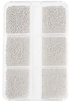 Petites perles en acier inoxydable - Décoration artistique - Charme - Gel - Crampons de boule de caviat polonais - Accessoires de bijoux - 1 boîte de perles à ongles argentées pour l'art des ongles