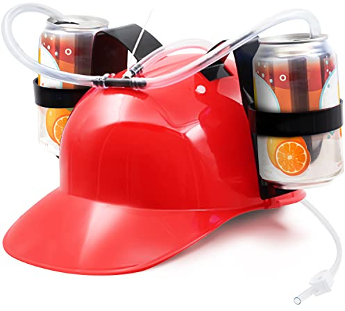 Casco para beber, tapa de cerveza y refrescos con pajita, asegura bebidas enlatadas para fiestas, juego divertido, adecuado para bebidas alcohólicas