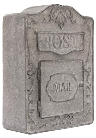 Boîte aux lettres rétro grise - Boîte aux lettres murale vintage en fer - Pour courrier, journaux et lettres