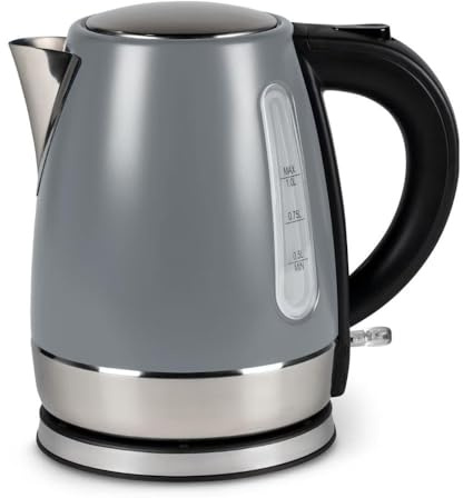 Kampa Cascade 1L Electric Kettle – Compact 1000W Camping Kettle in Grey | Low Wattage Travel Kettle for Caravan, Motorhome & Campervan | Lightweight & Durable Design