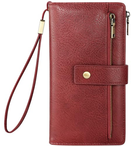 Vicloon Portefeuille Femme Cuir PU, Portefeuille et Porte Carte Femme RFID Blocage, Porte Feuille pour Femme avec 24 Emplacements de Cartes et éclair Poche à Monnaie, pour Shopping,Travail,Voyage